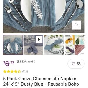 Dusty Blue Gauze Napkins - 5 Packs